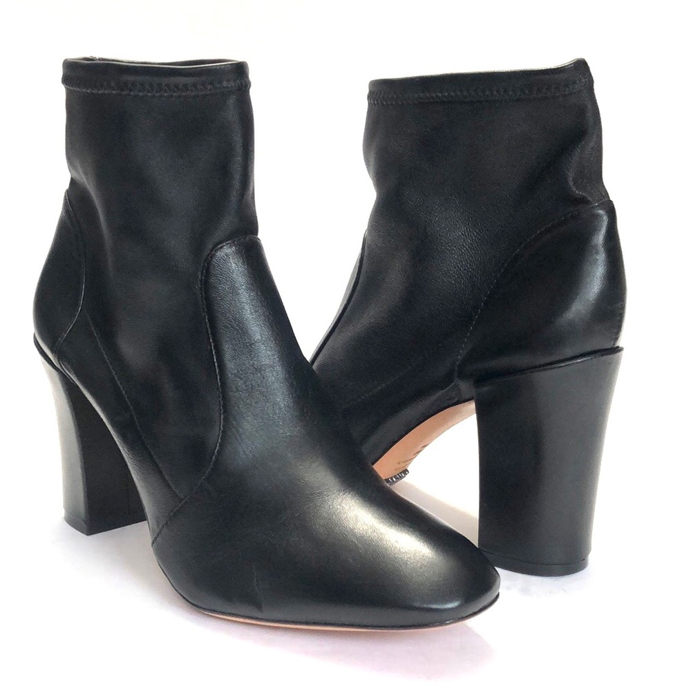 Schutz Black Pull-on Sock Round Toe Kidskin Leather Ankle Boots size 8B